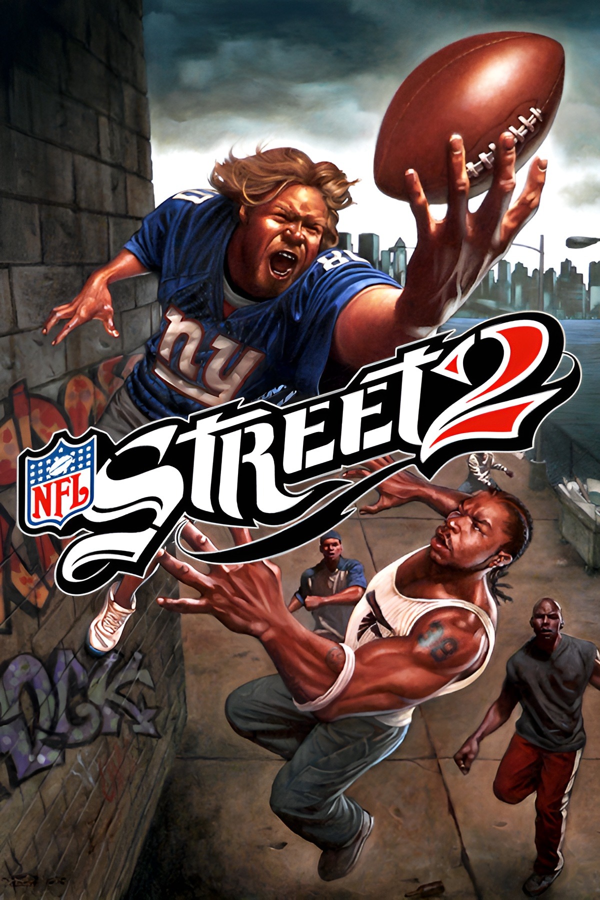 NFL Street 2 cover artwork featuring players in a street football game